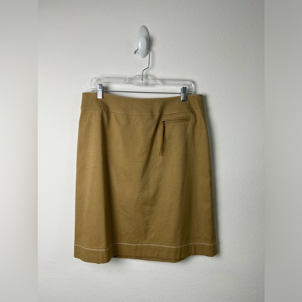 Worth Tan with White Stitching Cotton & Spandex A-line Skirt